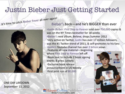 Publisher’s Weekly Ad for Justin Bieber: Just Getting Started